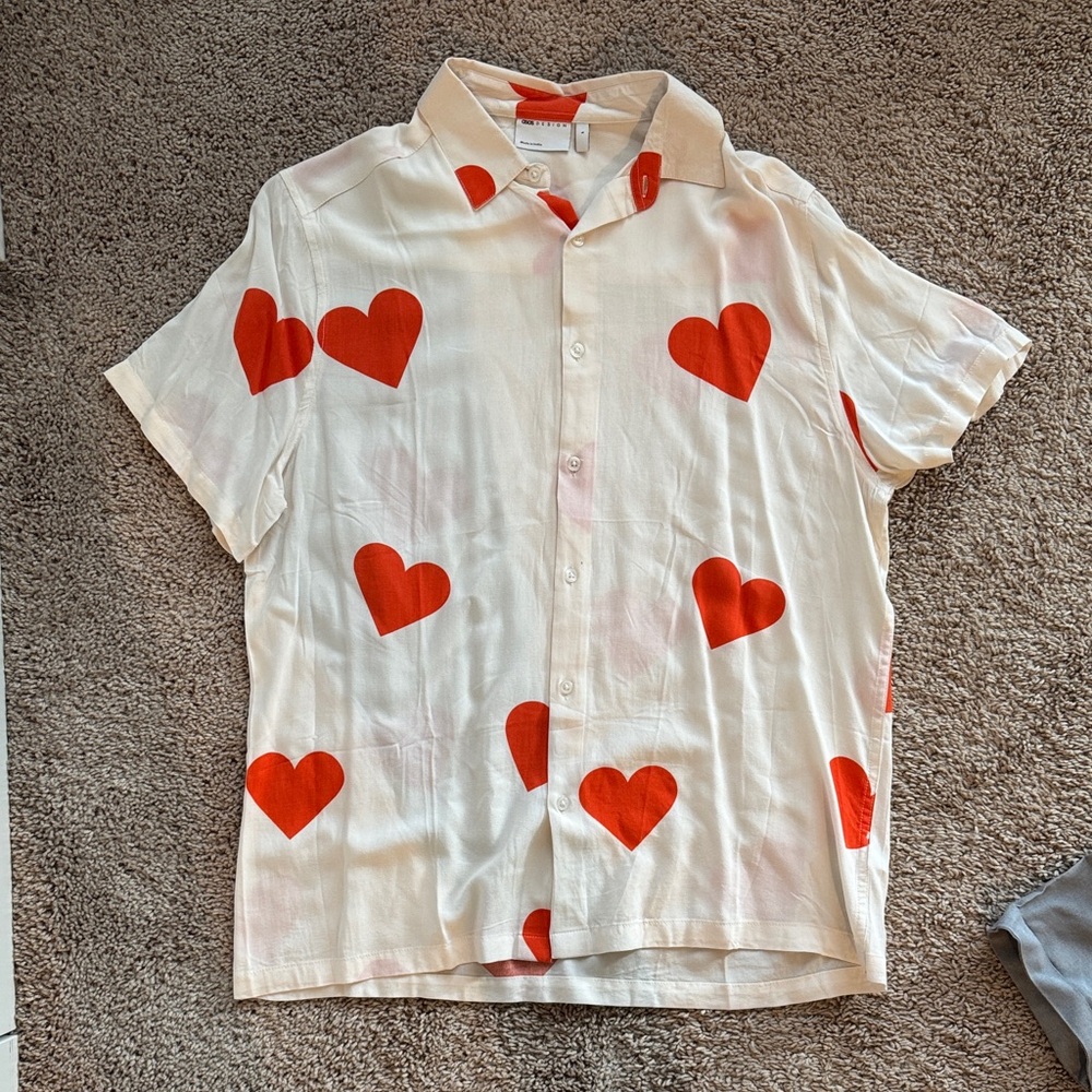 ASOS Red Heart Print Casual Shirt